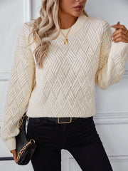 Solid Color Split-Joint Long Sleeves Loose Round-Neck Sweater Tops Pullovers