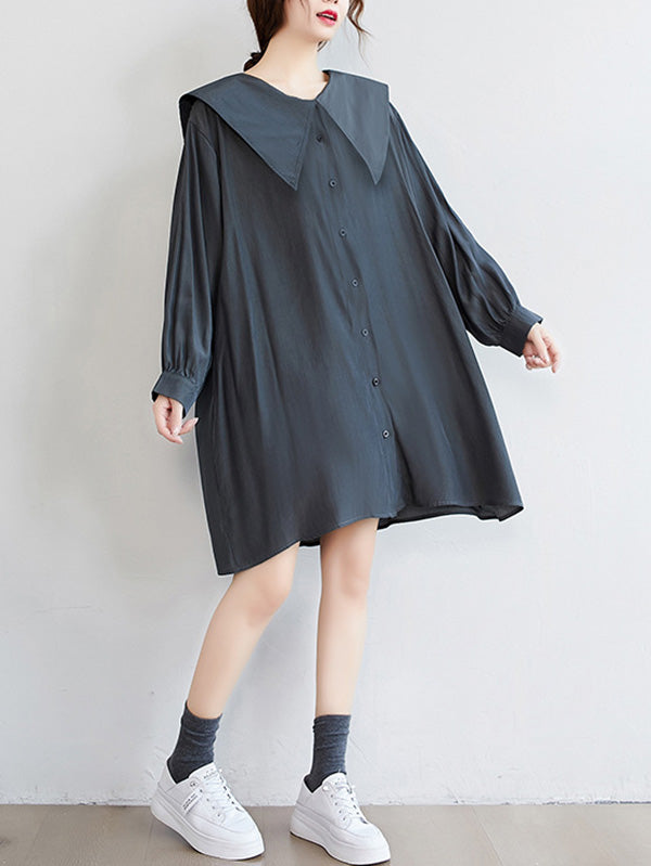 Original Printed Doll Collar Shirt Dress