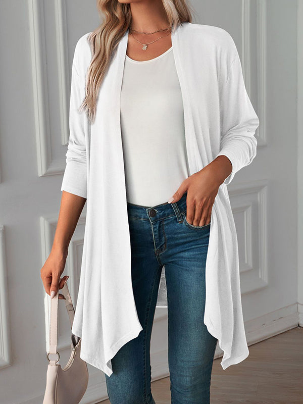 Solid Color Long Sleeves Loose Statement Collar Outerwear