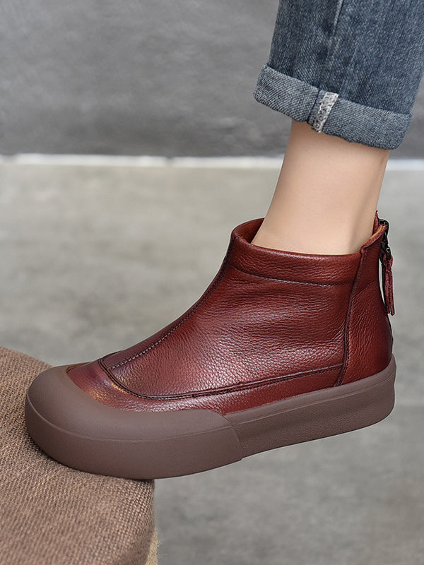 Round-Toe Zipper Boots