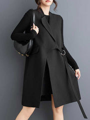 Asymmetric Solid Color Split-Joint Loose Sleeveless Notched Collar Vest Outerwear