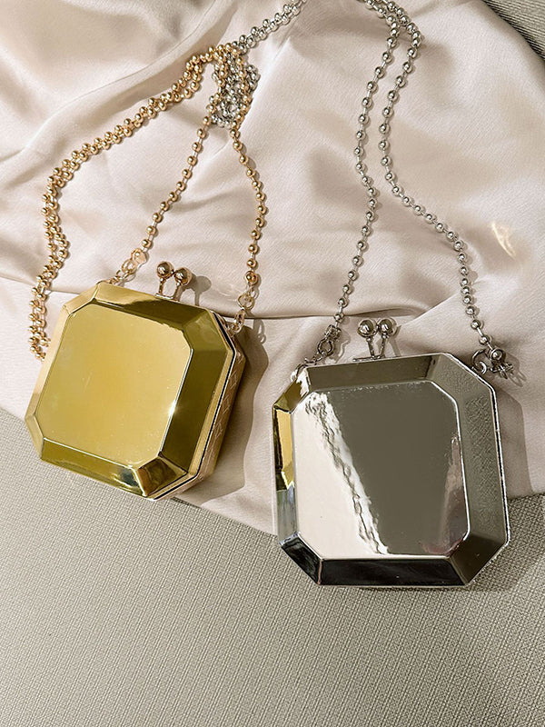 Chains Geometric Solid Color Satchels Crossbody Bags