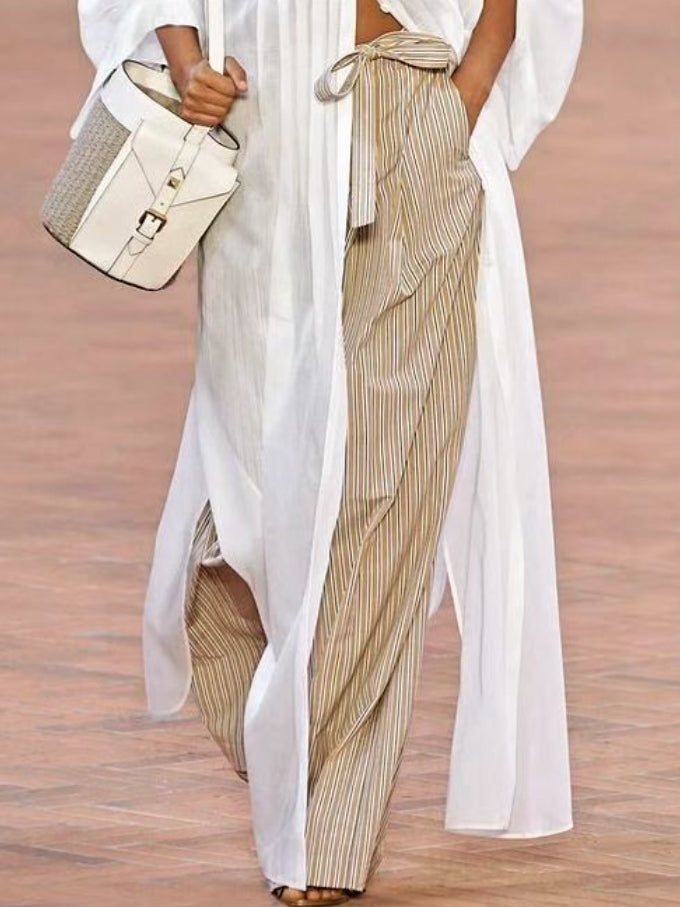 Buttoned Pleated See-Through Solid Color Long Sleeves Puff Sleeves Stand Collar Blouses&Shirts Tops