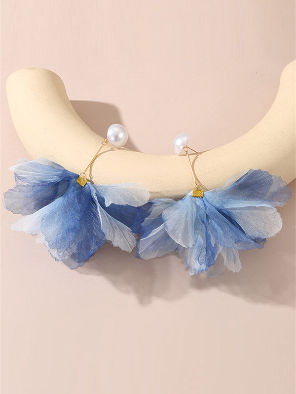 Three-Dimensional Flower Drop Earrings