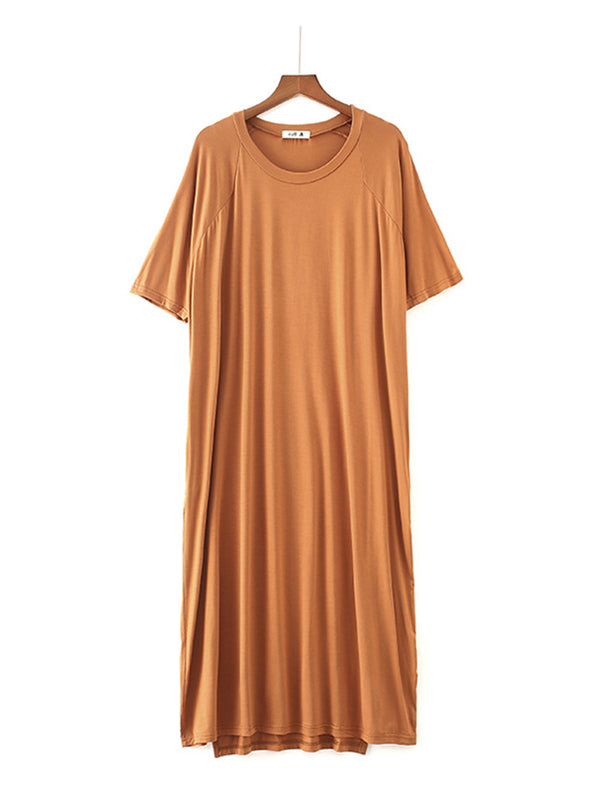 Modal Asymmetric Short Sleeve Loose Oversize Pajamas Dress