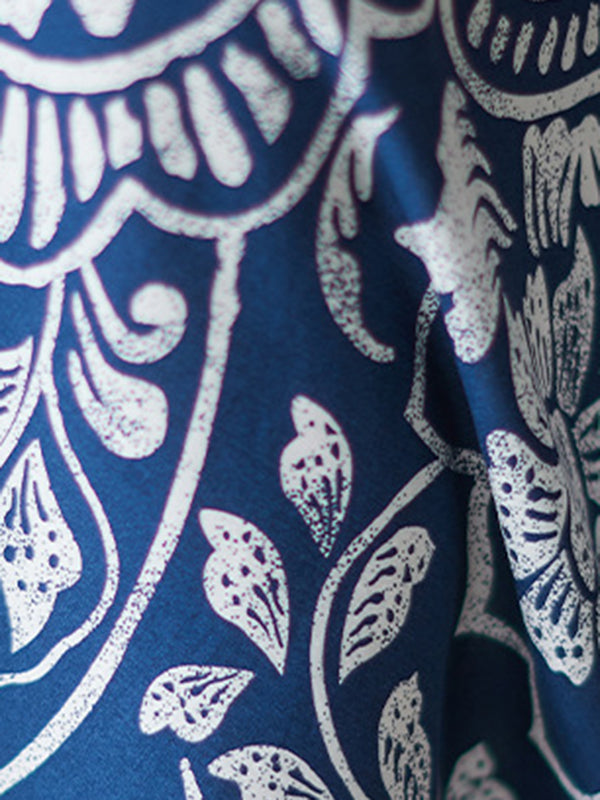 Floral Printed Loose Short Sleeves V-neck Maxi Dresses