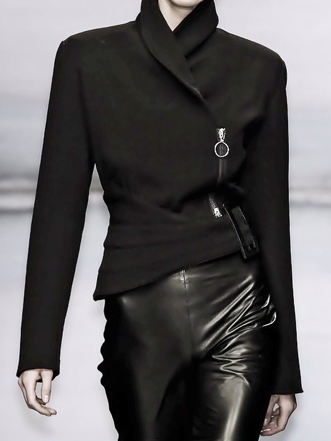 Solid Color Zipper Irregularity Stand Collar Jackets