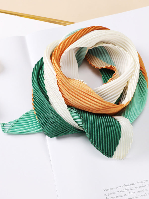 Casual Pleated Contrast Color Shawl&Scarf