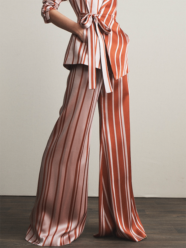 Striped Loose Wide Leg Trousers Casual Pants Bottoms