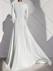 Pleated Solid Color Zipper A-Line High Waisted Mock Neck Maxi Dresses