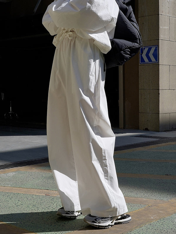Solid Color High Waisted Wide Leg Trousers Casual Pants Bottoms