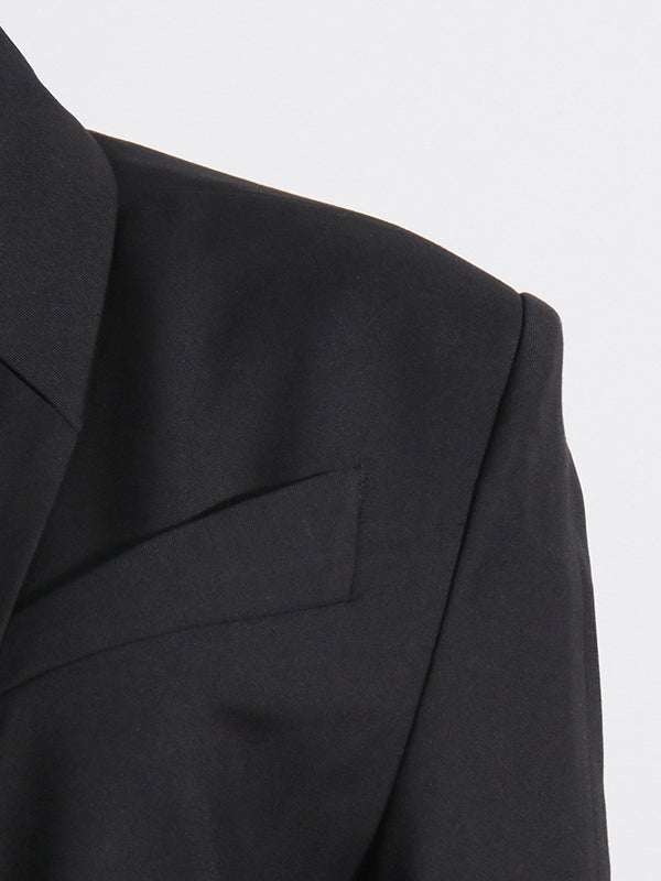 Buckle Gauze See-Through Solid Color Split-Joint Long Sleeves Notched Collar Blazer