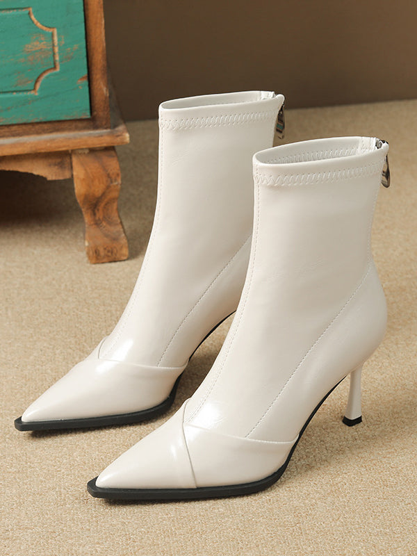 Pointed-Toe Split-Joint Pumps Boots