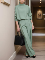 Buttoned Pleated Solid Color Loose Trousers Pants