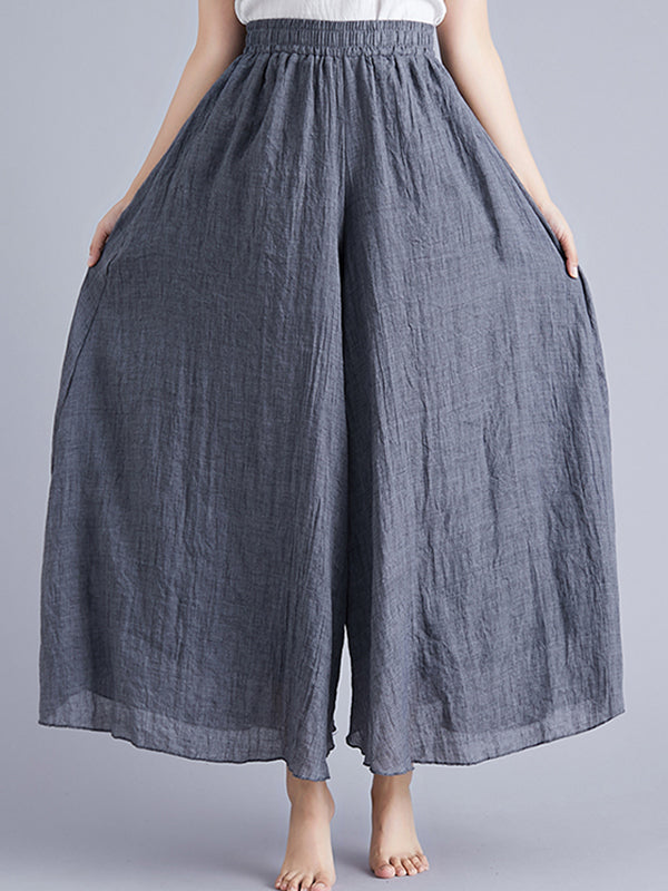 Elasticity Solid Color Loose Wide Leg Trousers Pants Culotte