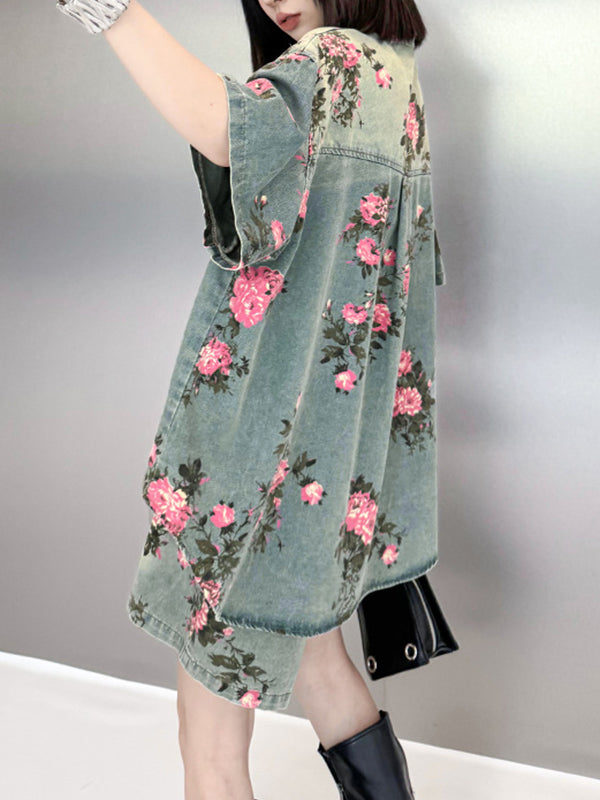 Elasticity Floral Printed Split-Joint Loose Wide Leg Shorts Bottoms
