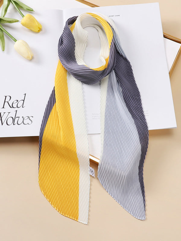 Casual Pleated Contrast Color Shawl&Scarf