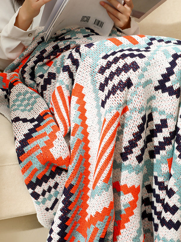 Home Keep Warm Contrast Color Jacquard Blankets Accessories