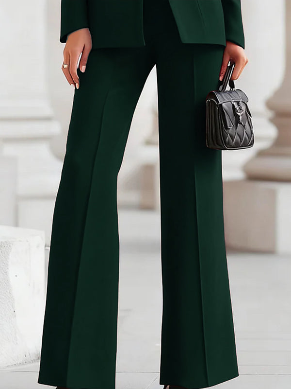 High Waisted Wide Leg Solid Color Pants Suits Bottoms