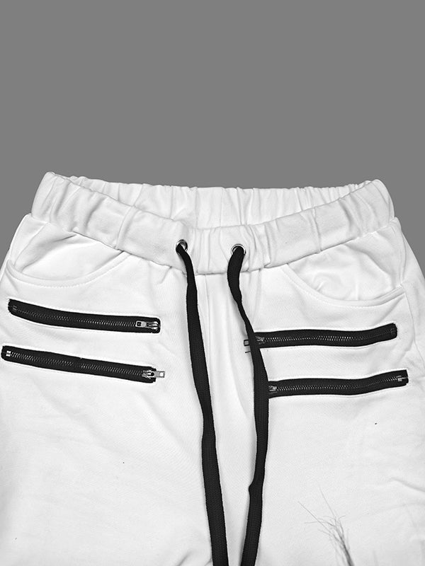 Contrast Color Drawstring Zipper Long Sleeves Tees&Pants Two Pieces Set