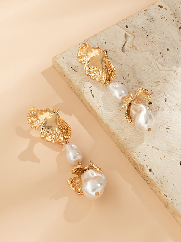Imitation Pearls Geometric Drop Earrings