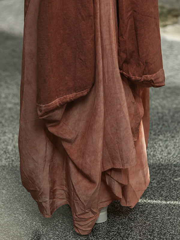 Pleated Split-Joint Loose Sleeveless Round-neck Maxi Dresses