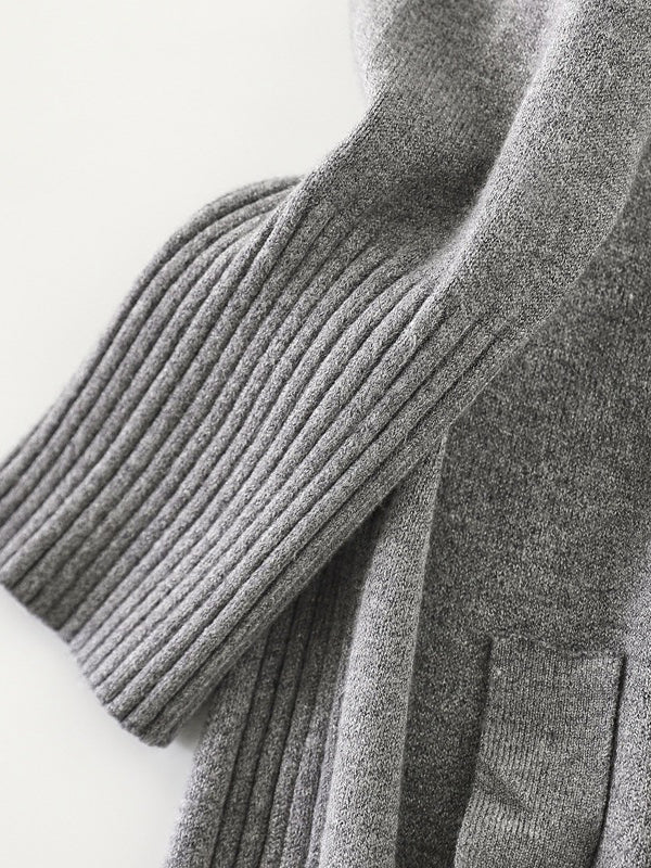 Urban Loose Long Sleeves Buttoned Bandage High-Neck Sweater Dresses