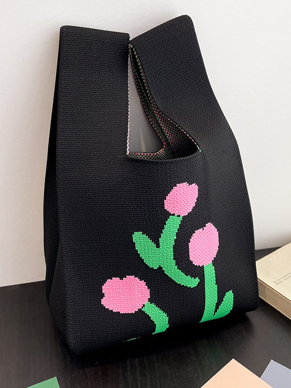 Floral Printed Woven Handbag Bags Accessories