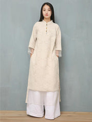 Jacquard Split-joint Ramie Cotton Ao Dai
