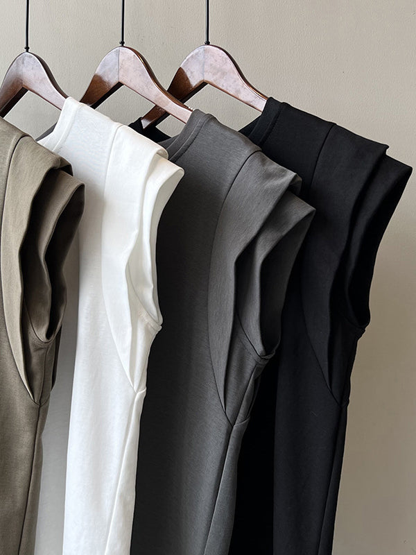 Split-Joint Loose Sleeveless Round-neck T-Shirts Tops