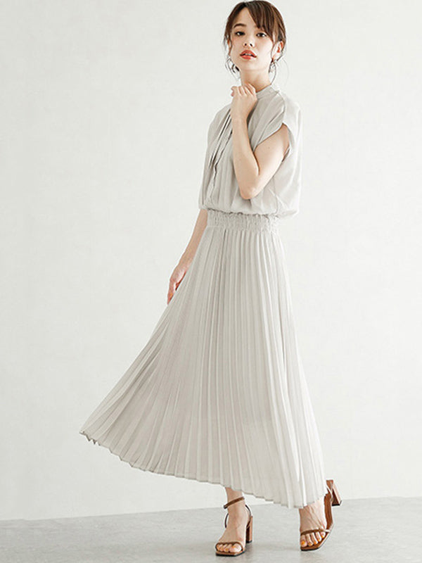 Chiffon 5 Colors Loose Pleated Split-Joint Dress