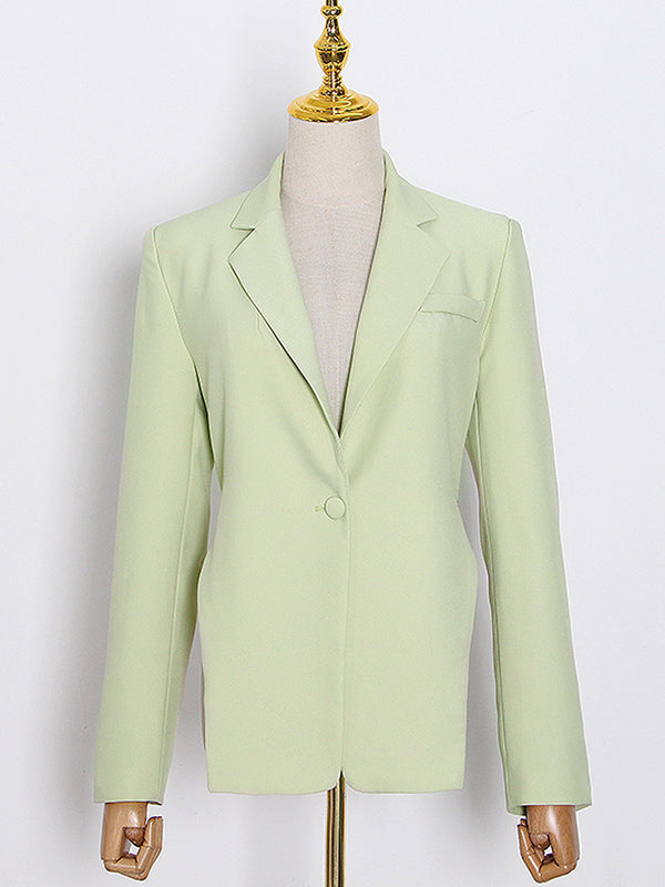 Backless Chains Long Sleeves Notched Collar Outerwear Blazer