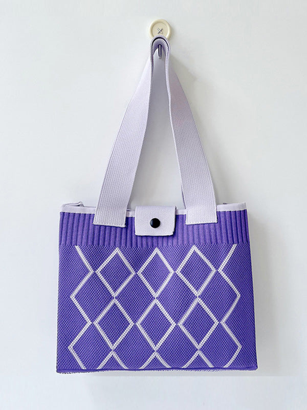 Plaid Pleated Woven Handbags Bags