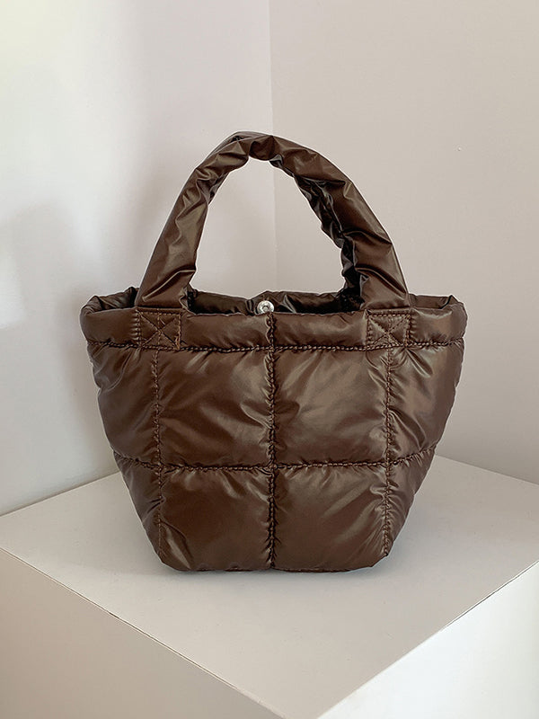 Solid Color Split-Joint Padded Tote Bags Handbags