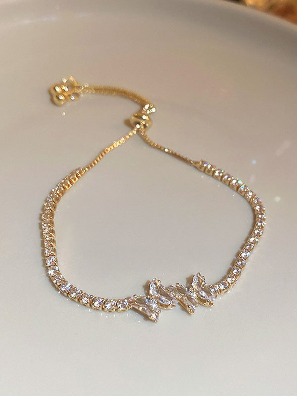 Adjustable Geometric Rhine Stones Shiny Bracelet Accessories