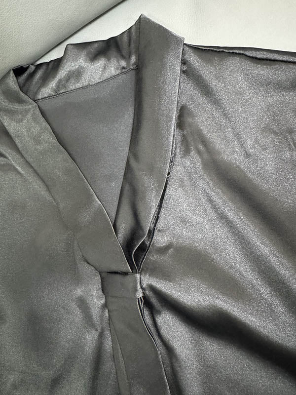 Solid Color Split-Joint Streamer Long Sleeves Loose Scarf Collar Blouses&Shirts Tops
