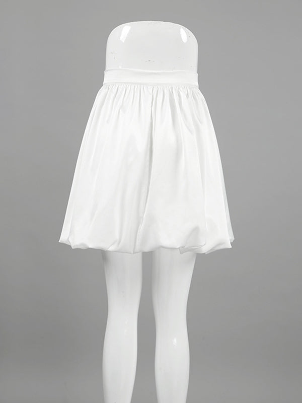 Pleated Solid Color Split-Joint A-Line Loose Skirts Bottoms