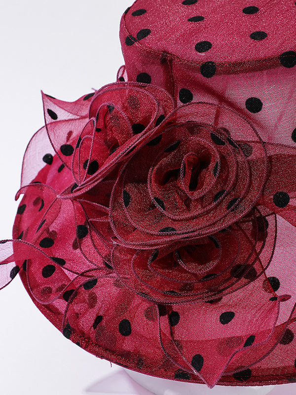 Flower Shape Gauze Polka Dot See-Through Split-Joint Sun Hat