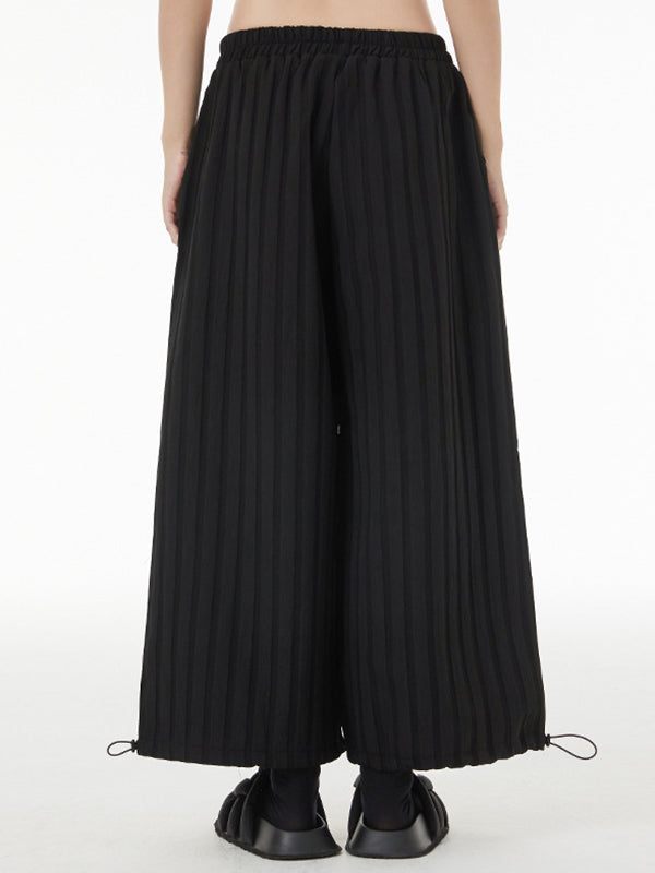 Ninth Pants Drawstring Striped  Wide Leg  Pants Bottoms