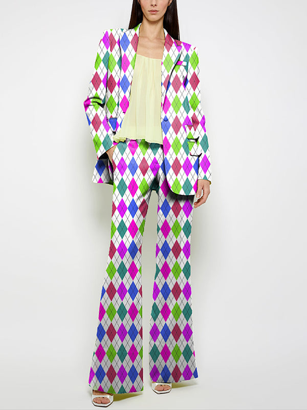 Pockets Printed Loose Wide Leg Trousers Pants