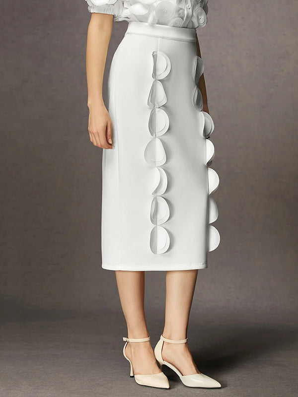 Solid Color Split-Joint High Waisted Loose Skirts