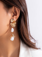 Imitation Pearls Geometric Drop Earrings
