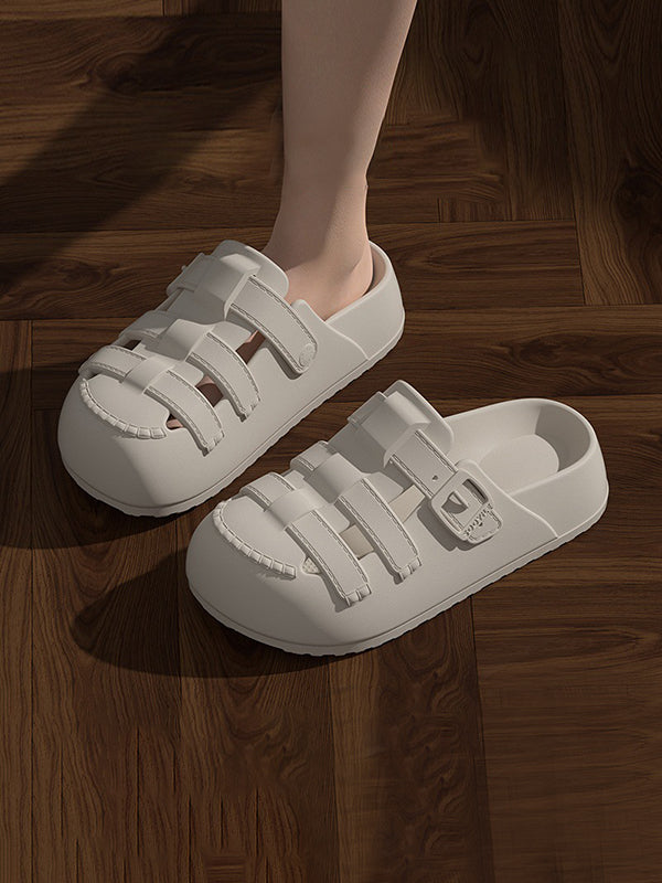 Hollow Round-Toe Split-Joint Sandals Platform Shoes