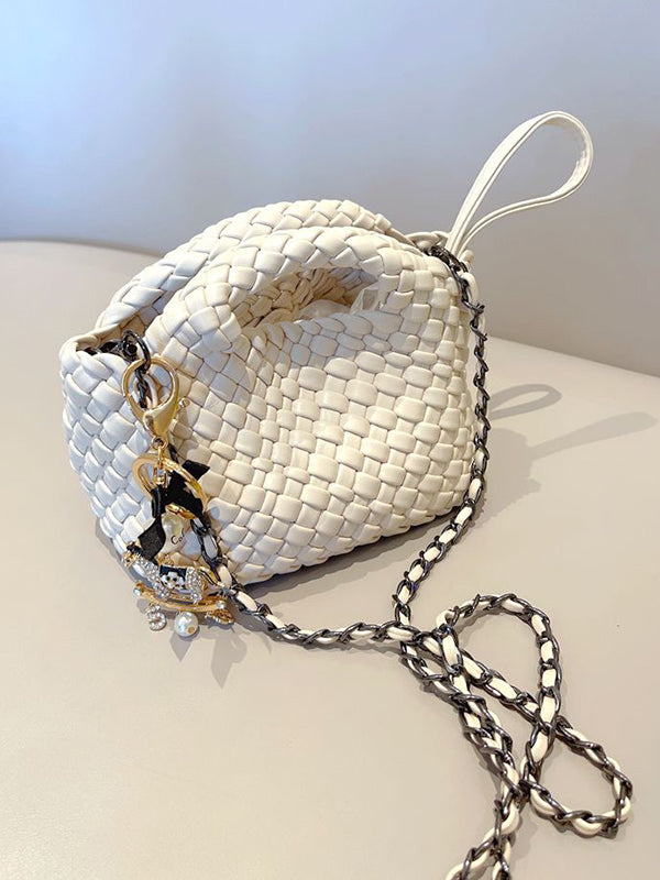 Solid Color Woven Handbags Bags