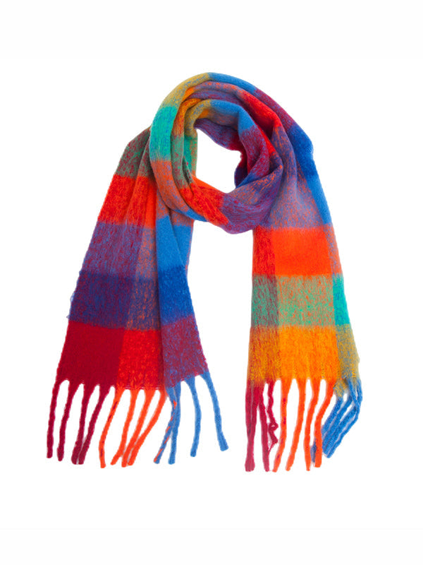 Keep Warm Plaid Tasseled Thick Shawl&Scarf