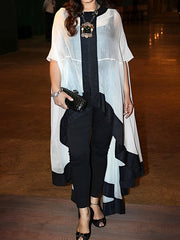 Batwing Sleeves High-low Gauze See-Through Split-Joint Round-neck Blouses&shirts Tops