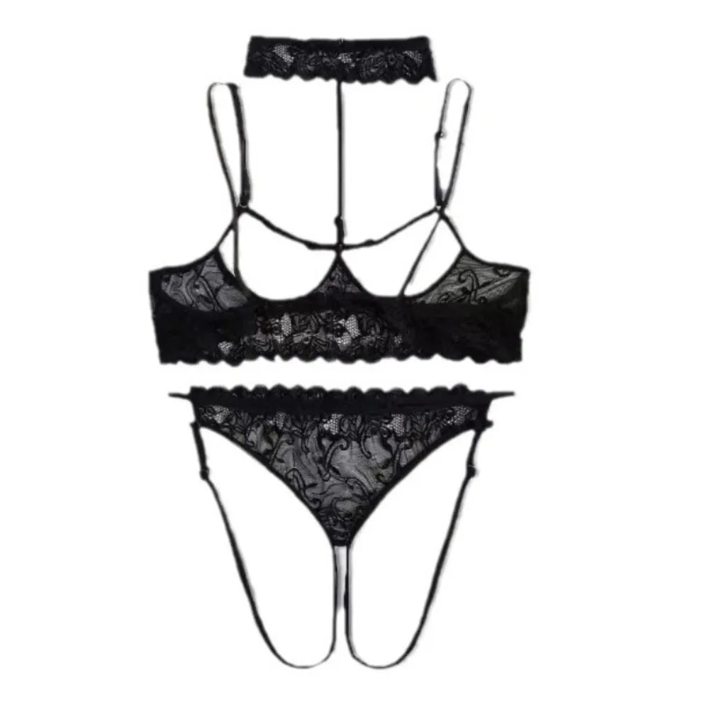 2 Piece Set Western Black Lace Trim