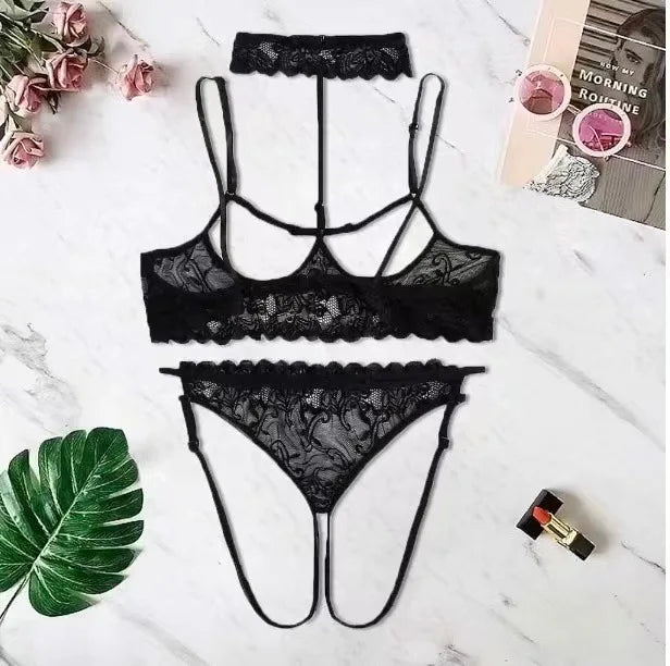 2 Piece Set Western Black Lace Trim