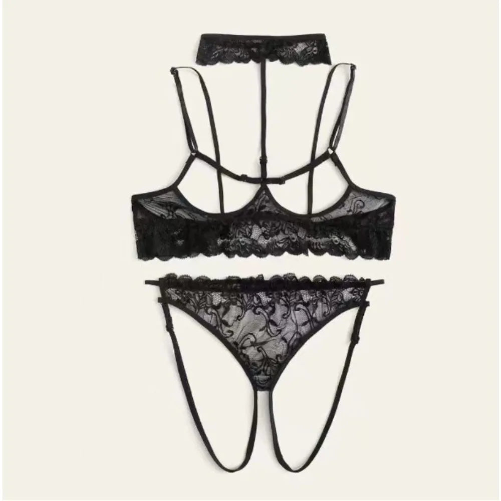 2 Piece Set Western Black Lace Trim