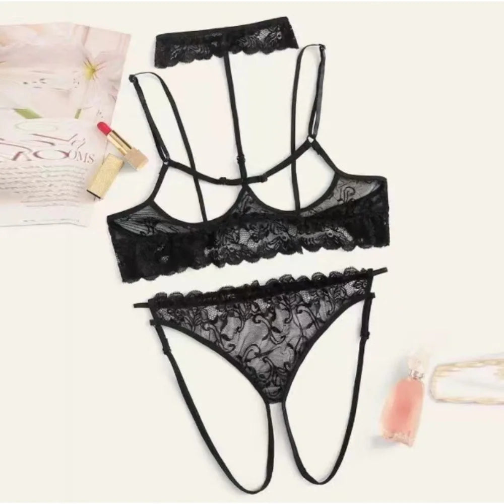2 Piece Set Western Black Lace Trim